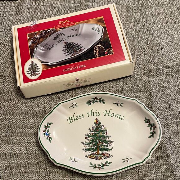 Spode Bless This Home Tray Christmas Tree 11" Plate - Picture 1 of 9